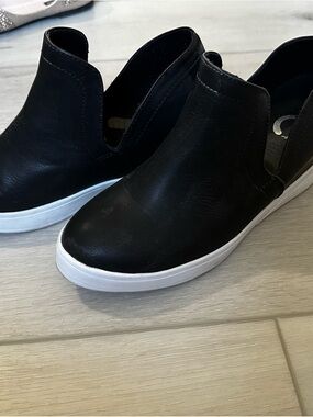 Black Slip-On Sneaker with White Sole